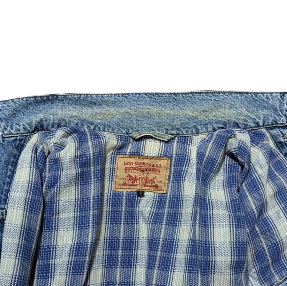🎉HP Vtg Men's Levi's Trucker Jacket Denim Fleece Lining 100% Cotton USA 80's L - Picture 14 of 15